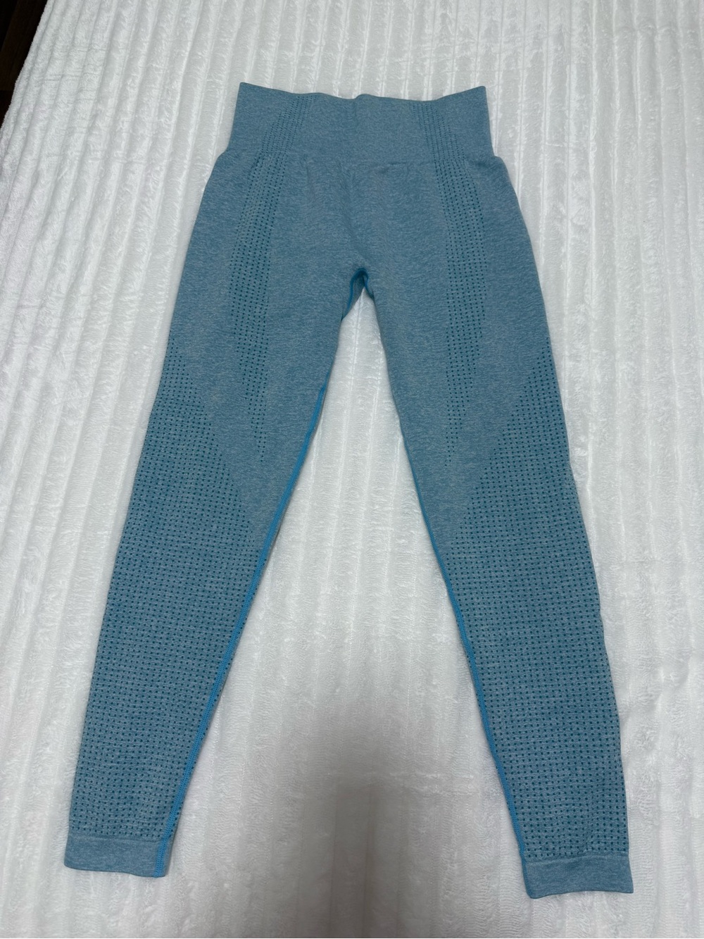 Seamless Textured High-Waist Leggings - Dusty Blue
